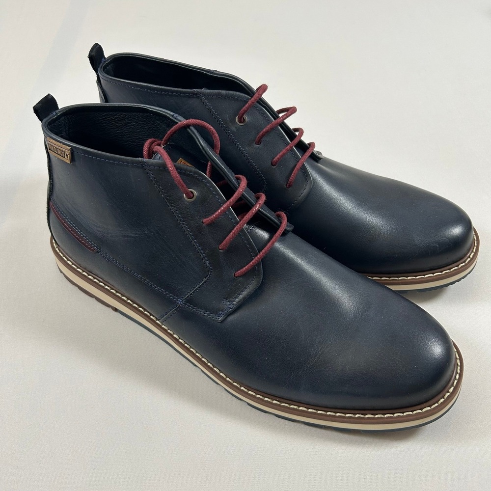 Pikolinos Berna Mens 45 /11-11.5 Navy Blue Leather Chukka Boots Lace Up M8J-8127